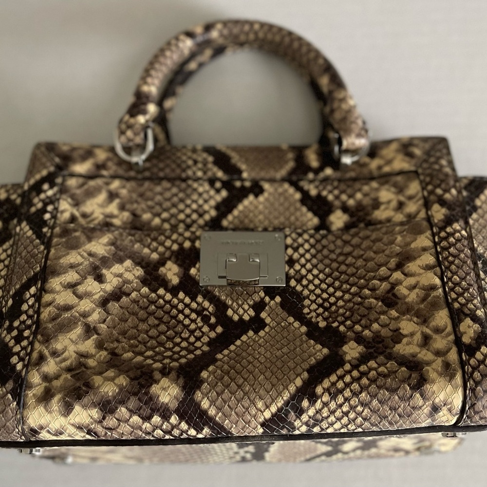Michael Kors Brown and Black Baby Bag with Snakeskin Pattern
